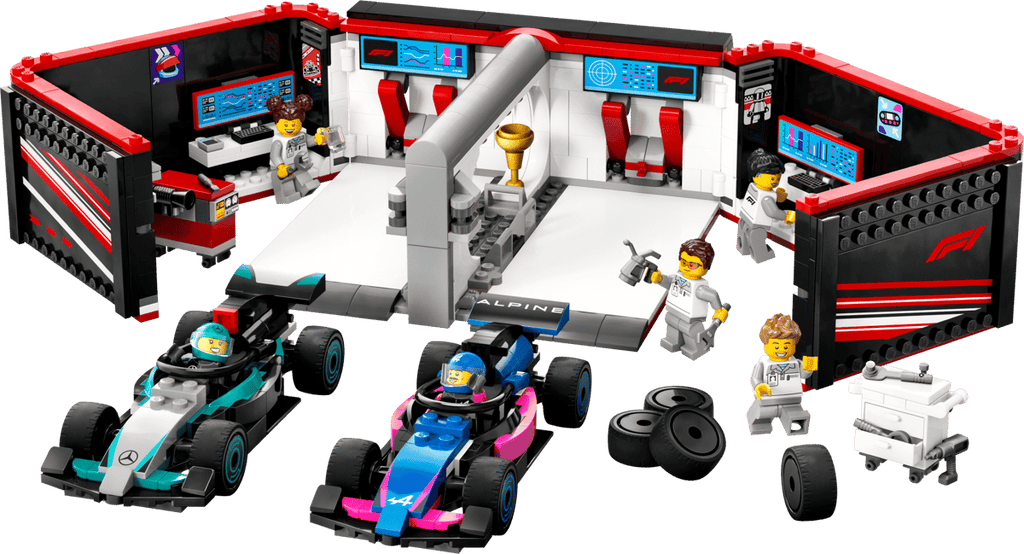 LEGO City F1 garage met Mercedes-AMG en Alpine auto's - 60444