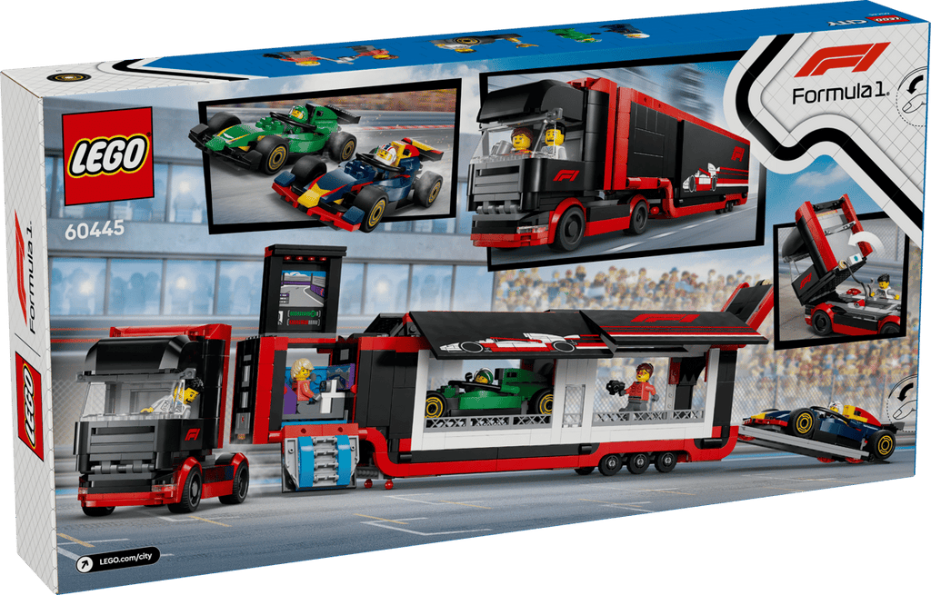 LEGO City F1 truck met RB20 en AMR24 F1® auto's - 60445